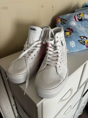 Vans White High-Top Platform Sneakers